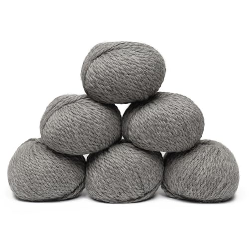 100 % Baby-Alpaka-Garn, 6 Knäuel, sperriges Gewicht, hergestellt in Peru, himmlisch weich und perfekt zum Stricken und Häkeln (weiches Grau, sperrig, 6 Knäuel) von Alpaca Warehouse