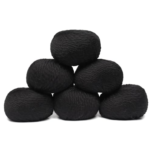 100 % Baby-Alpaka-Garn, Wolle, Set mit 6 Knäueln, sperriges Gewicht, hergestellt in Peru, himmlisch weich und perfekt zum Stricken und Häkeln (schwarz, sperrig, 6 Knäuel) von Alpaca Warehouse