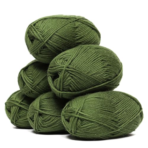 Superwash-Garn aus 100 % reiner Wolle, 6 Knäuel (300 Gramm), DK-Gewicht, direkt aus Peru, himmlisch weich und perfekt zum Stricken und Häkeln (Blattgrün, 6 Knäuel) von Alpaca Warehouse