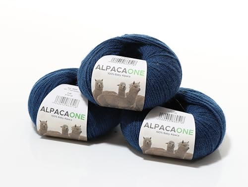 150 Gramm 100% Baby Alpaka Wolle 112m 4-4,5 Nadelstärke Nm 4/9 Strick-Häkel Garn Strickwolle, Farbe: Petrolblau von AlpacaOne