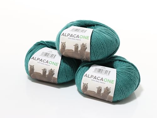 150 Gramm 100% Baby Alpaka Wolle 112m 4-4,5 Nadelstärke Nm 4/9 Strick-Häkel Garn Strickwolle, Farbe: Smaragd von AlpacaOne