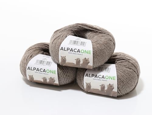 150 Gramm 100% Baby Alpaka Wolle 112m 4-4,5 Nadelstärke Nm 4/9 Strick-Häkel Garn Strickwolle, Farbe: Taupe von AlpacaOne