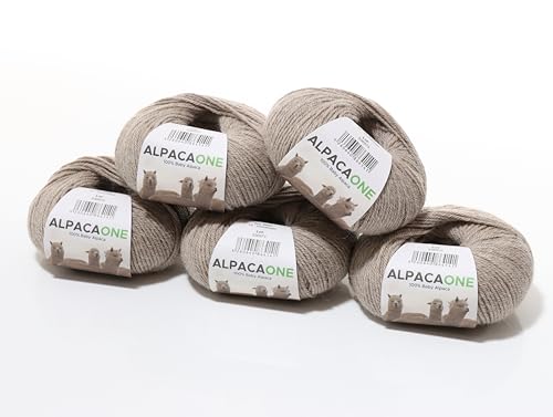 250 Gramm 100% Baby Alpaka Wolle 112m 4-4,5 Nadelstärke Nm 4/9 Strick-Häkel Garn Strickwolle Farbe: Graubeige von AlpacaOne