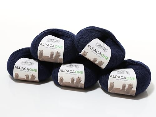 250 Gramm 100% Baby Alpaka Wolle 112m 4-4,5 Nadelstärke Nm 4/9 Strick-Häkel Garn Strickwolle Farbe: Navy von AlpacaOne