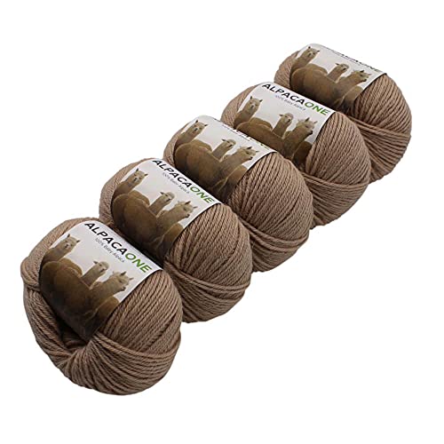 5-Pack Alpaka Wolle Champagner Beige hellbraun 100% Baby Alpaka 5x50g von AlpacaOne