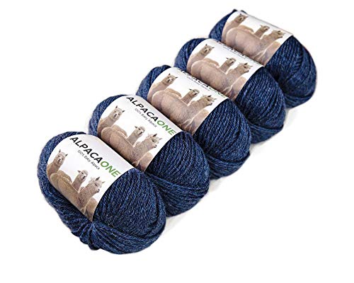 5-Pack Alpaka Wolle Jeansblau 100% Baby Alpaka 5x50g von AlpacaOne