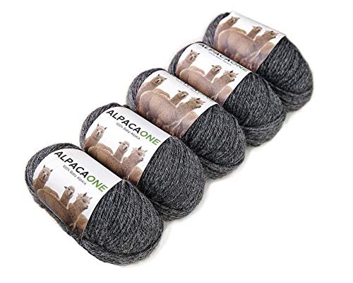 5-Pack Alpaka Wolle Mittelgrau 100% Baby Alpaka 5x50g von AlpacaOne