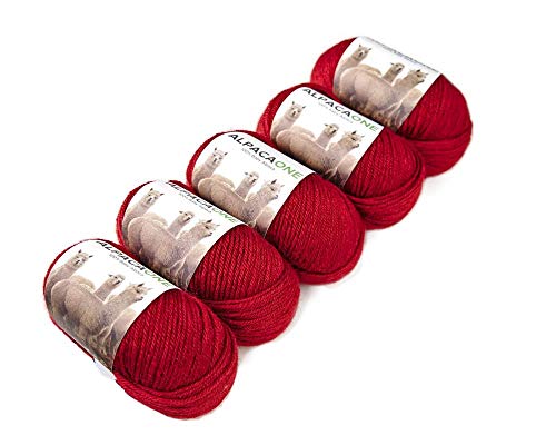 5-Pack Alpaka Wolle Rot 100% Baby Alpaka 5x50g von AlpacaOne