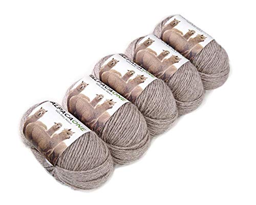 5-Pack Alpaka Wolle Sand 100% Baby Alpaka 5x50g von AlpacaOne