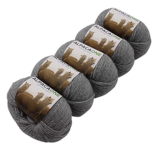 5-Pack Alpaka Wolle Silbergrau 100% Baby Alpaka 5x50g von AlpacaOne