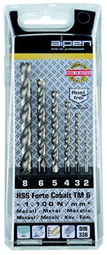 Bohrer / HSS Cobalt Spiralbohrer Set TM 6, 6-teilig | selbstzentrierend durch Spezialanschliff, zum Bohren von Werkstoffen mit höherem Legierungsgehalt und Festigkeit | Ø 2 / 3 / 4 / 5 / 6 / 8 mm Bohrer / HSS Cobalt Spiralbohrer Set TM 6, 6-teilig | selbstzentrierend durch Spezialanschliff, zum Bohren von Werkstoffen mit höherem Legierungsgehalt und Festigkeit | Ø 2 / 3 / 4 / 5 / 6 / 8 mm von Alpen