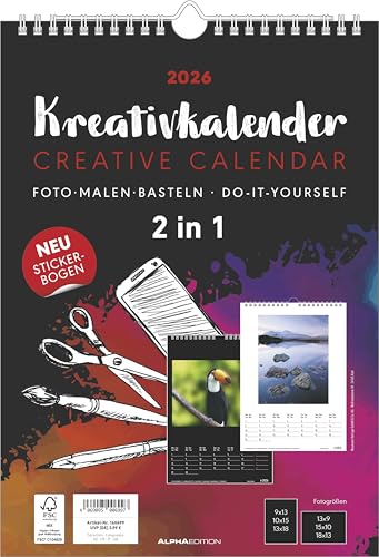 Kreativ-Kalender A4 - 2 in 1: schwarz und weiss 2026 - 21 x 29,7 - Foto, Malen, Basteln - datiert - Kreativkalender - Foto-Kalender - Alpha Edition: Do it yourself calendar Kreativ-Kalender A4 - 2 in 1: schwarz und weiss 2026 - 21 x 29,7 - Foto, Malen, Basteln - datiert - Kreativkalender - Foto-Kalender - Alpha Edition: Do it yourself calendar von Alpha Edition