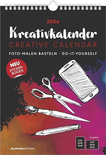 Kreativ-Kalender A4 schwarz 2026 - 21 x 29,7 - Foto, Malen, Basteln - datiert - Kreativkalender - Foto-Kalender - Alpha Edition: Do it yourself calendar Kreativ-Kalender A4 schwarz 2026 - 21 x 29,7 - Foto, Malen, Basteln - datiert - Kreativkalender - Foto-Kalender - Alpha Edition: Do it yourself calendar von Alpha Edition