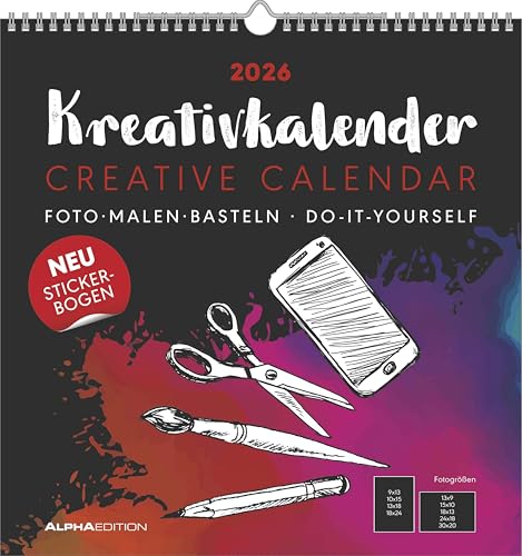 Kreativ-Kalender schwarz 2026-32 x 33 - Foto, Malen, Basteln - datiert - Kreativkalender - Foto-Kalender - Alpha Edition: Do-it-yourself calendar Kreativ-Kalender schwarz 2026-32 x 33 - Foto, Malen, Basteln - datiert - Kreativkalender - Foto-Kalender - Alpha Edition: Do-it-yourself calendar von Alpha Edition