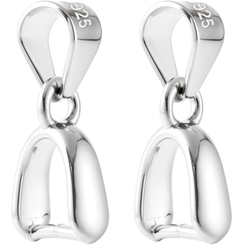 Alpinleux 2 Stück 925 Sterling Silber Quetschbügel für Schmuckherstellung, Halskettenanhängerverschluss, Schmuckherstellung, Verschlüsse für Schmuckherstellung, Ohrringe, Halskette, Handwerk (Silber) von Alpinleux