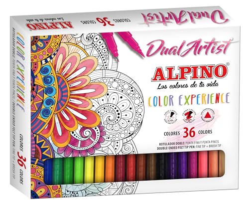 Alpino Color Experience 36 Dual Artist Marker Pens | Marker mit zwei Spitzen: Brush Tip und Fine Tip | Lettering und Mandala Marker | Marker Kit Alpino Color Experience 36 Dual Artist Marker Pens | Marker mit zwei Spitzen: Brush Tip und Fine Tip | Lettering und Mandala Marker | Marker Kit von Alpino