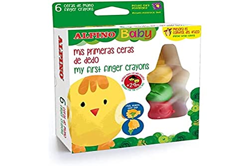 Alpino Baby 6 Fingerwachs für Babys | bunte Wachs für Kinder | verschiedene Farben | Genießen und lernen Sie das Malen von Alpino