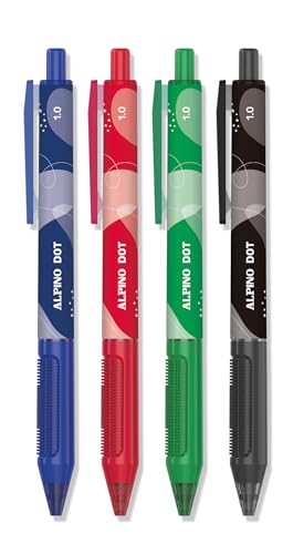 Alpino Gemischte Dot-Kugelschreiber, Blisterpackung, 4 Stück, ikonisches Design mit einziehbarem System, 1 mm Spitze für flüssiges Schreiben, hochwertige und schnell trocknende Tinte Alpino Gemischte Dot-Kugelschreiber, Blisterpackung, 4 Stück, ikonisches Design mit einziehbarem System, 1 mm Spitze für flüssiges Schreiben, hochwertige und schnell trocknende Tinte von Alpino