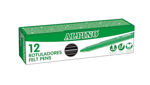 Alpino – Karton mit 12 Standmarkern. Schwarz | Waschbare Marker für Kinder | Helle Marker | Ideal für die Schule | Super haltbare Faserspitze und sichere Tinte auf Wasserbasis Alpino – Karton mit 12 Standmarkern. Schwarz | Waschbare Marker für Kinder | Helle Marker | Ideal für die Schule | Super haltbare Faserspitze und sichere Tinte auf Wasserbasis von Alpino