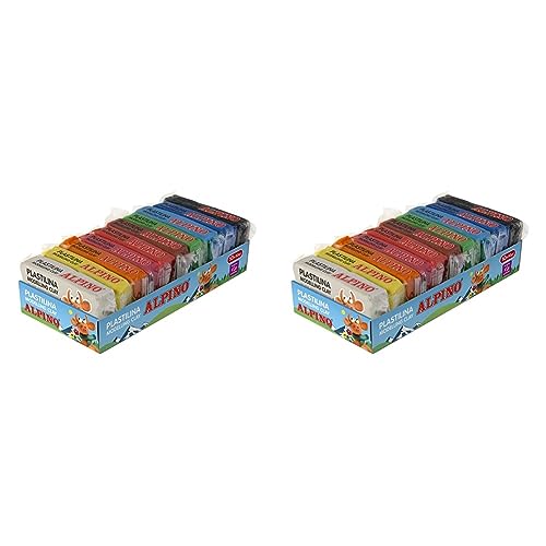 Alpino Knete mit 10 Stück | Knete für Kinder, ungiftig, leuchtende Farben, Flexible Knete, Modelliermasse, 50 g. (Packung mit 2) von Alpino