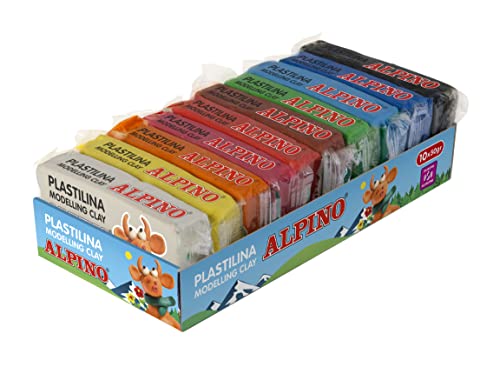 ALPINO Knete mit 10 Stück | Knete für Kinder, ungiftig, leuchtende Farben, flexible Knete, Modelliermasse, 50 g. von Alpino
