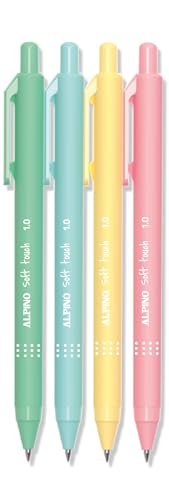Alpino - Präsentationsständer für 24 Soft-Touch-Kugelschreiber, weiche Farben, 1 mm Spitze, hochwertige und schnell trocknende blaue Tinte, grundlegendes und funktionales Design für den täglichen von Alpino