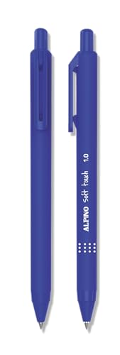 Alpino - Präsentationsständer mit 24 Soft-Touch-Kugelschreibern, verschiedene Farben mit rutschfestem Griff und weicher Haptik, 1 mm Spitze, hochwertige und schnell trocknende blaue Tinte von Alpino