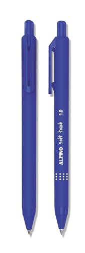 Alpino Soft-Touch-Kugelschreiber, blaue Tinte, weiches und fließendes Schreiben mit rutschfestem Griff, 1 mm Spitze, ergonomische Stifte mit weicher Haptik, hochwertige Tinte von Alpino