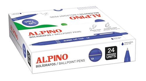 Alpino Soft-Touch-Kugelschreiber mit 24 Stück, blaue Tinte, weiches Schreiben mit rutschfestem Griff, 1 mm Spitze, ergonomisches und funktionales Design, hochwertige und schnell trocknende Tinte von Alpino