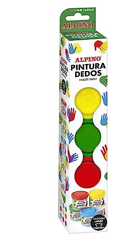 Alpino Packung mit 5 Flaschen Fingerfarbe 40 ml. Verschiedene Farben von Alpino