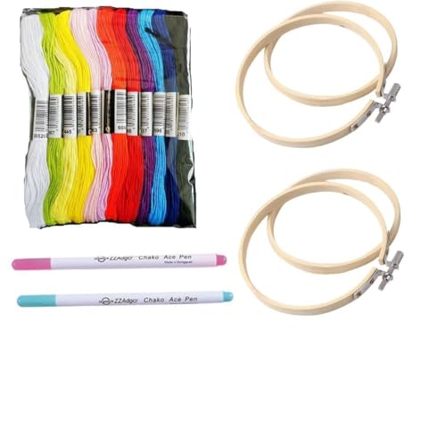Alrens 12 Farben Stickgarn Set Stickgarn Baumwolle stickset Knüpfgarn Embroidery Thread Mit 2 Stiften und 4 Leinstücken für Knüpfen Basteln Häkeln Armbandfaden Kreuzstichfaden von Alrens