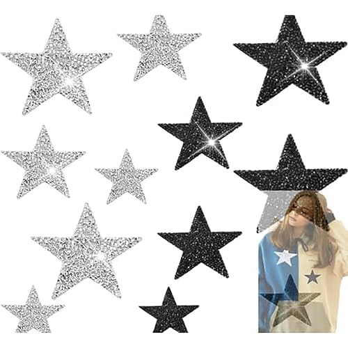 Alrens 12 Stück Bügelflicken zum Aufbügeln, Flicken zum Aufbügeln für Kinder, Strass Sterne Aufnäher, Bügelbilder für Textilien, Aufbügeln für Jeans, T-Shirt, Rucksack Alrens 12 Stück Bügelflicken zum Aufbügeln, Flicken zum Aufbügeln für Kinder, Strass Sterne Aufnäher, Bügelbilder für Textilien, Aufbügeln für Jeans, T-Shirt, Rucksack von Alrens