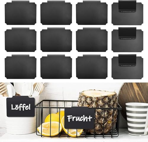 Alrens 12 Stück Etikettenhalter Schwarz – PVC Clips Regalbeschriftungzettelhalter, Stecketiketten & Beschriftungsschilder Buffet – Vielseitiger Etikettenträger Für Büro, Küche Und Lagerung von Alrens