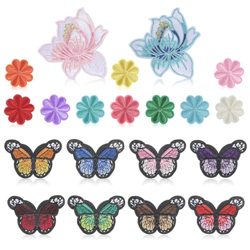 20 Stück Blumen Schmetterling Patches zum Aufbügeln Schmetterling Aufnäher Aufbügeln Blumen Bestickte Aufnäher für Jeans Taschen T-Shirt Kleidung 20 Stück Blumen Schmetterling Patches zum Aufbügeln Schmetterling Aufnäher Aufbügeln Blumen Bestickte Aufnäher für Jeans Taschen T-Shirt Kleidung von Alrhso
