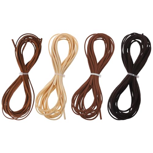4 Farben Lederband Kette 5M x 3mm Lederschnur lederbänder Faux Faden Veloursleder Band Lederschnüre Wildlederband Lederschnur Lederband für DIY Armband Halskette Schmuck Handwerk von Alrhso