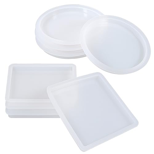 8 Stück Epoxidharz Formen Silikonformen Epoxidharz Tablett Runde und Quadratische Silikonformen Gießformen Epoxid Formen für DIY Teetablett Obsttablett Kunsthandwerk Haus Dekoration von Alrhso