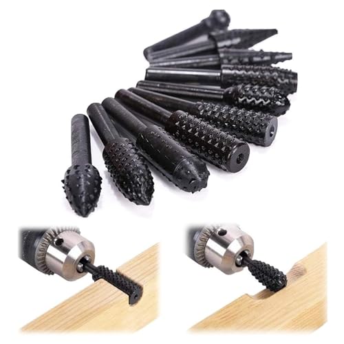 Alriedy 10 Stück Holzraspel Raspel Set Mit 6,3mm Hex-Schaft – Professionelles Raspel- Und Fräser-Set Für Bohrmaschinen, Inkl. Kugel-, Zylinder-, Zapfen- Und Konusfräser Für Holzschnitzerei Alriedy 10 Stück Holzraspel Raspel Set Mit 6,3mm Hex-Schaft – Professionelles Raspel- Und Fräser-Set Für Bohrmaschinen, Inkl. Kugel-, Zylinder-, Zapfen- Und Konusfräser Für Holzschnitzerei von Alriedy