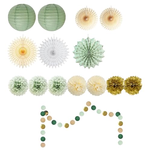 Alriedy 15 Stück Faschingsdeko, Pompons Deko, Geburtstagsdeko Grün, Partydeko Geburtstag, Party Deko Grün Petersilienhochzeit,wabenbälle Salbeigrün Papierlaternen Für Hochzeit, Babyparty, Brautparty Alriedy 15 Stück Faschingsdeko, Pompons Deko, Geburtstagsdeko Grün, Partydeko Geburtstag, Party Deko Grün Petersilienhochzeit,wabenbälle Salbeigrün Papierlaternen Für Hochzeit, Babyparty, Brautparty von Alriedy