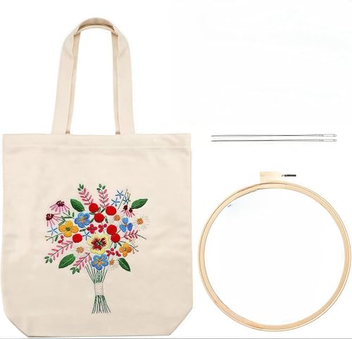 Alriedy Stickset Erwachsene,Kreuzstich Canvas Tasche Mit Blumenmuster,Stickset für Anfänger,Sticken Set Erwachsene,DIY Sticken Set für Erwachsene, Komplettes Mit Anleitung,Fäden und Werkzeg Alriedy Stickset Erwachsene,Kreuzstich Canvas Tasche Mit Blumenmuster,Stickset für Anfänger,Sticken Set Erwachsene,DIY Sticken Set für Erwachsene, Komplettes Mit Anleitung,Fäden und Werkzeg von Alriedy