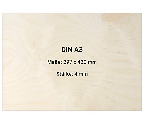 4mm Multiplexplatten Sperrholz Platte DIN A1 A2 A3 A4 A5 Zuschnitt Holz unbehandelt DIN A3 (420mm x 297mm) 5 Stück von Alsino