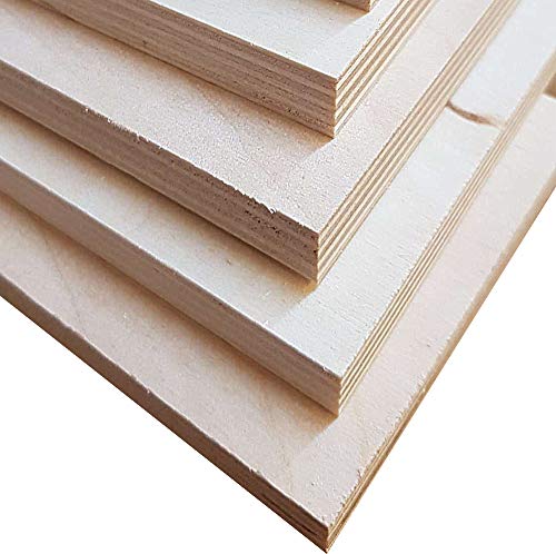 Alsino Bastler Holz Holzplatten zum Basteln DIY Heimwerker Multiplexplatte Zuschnitt Sperrholz-Platten Holz Massiv Naturfarbe unbehandelt von Alsino