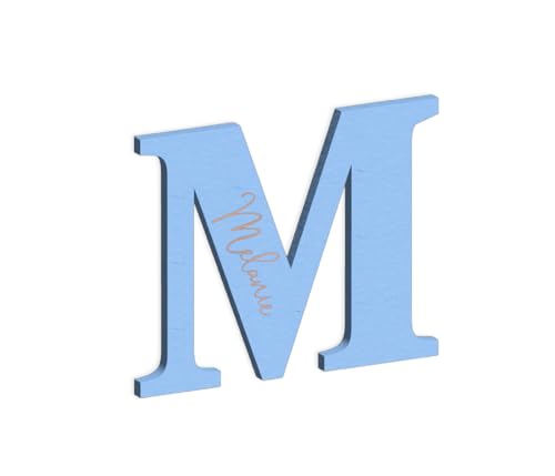 Alsino Buchstabe aus Holz - 4mm Dicke Birke Holzbuchstaben Wunschtext/Schriftzug mit Gravur - Buchstaben Türbeschriftung Kinderzimmer Wohnzimmer, Material wählen:Birke Multiplex-blau von Alsino
