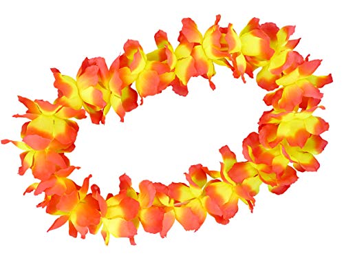 Alsino Deluxe Hawaiiketten Blumenketten Hulaketten Hawaii Party Deko Girlanden Set gemischt Hawaii Beach Party Deko, (gelb orange) von Alsino