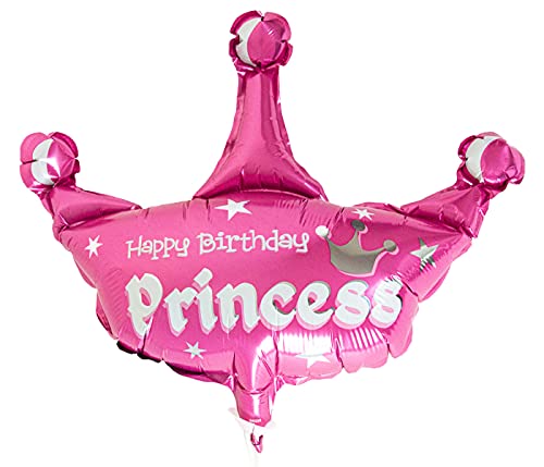Alsino Happy Birthday Princess Krone Ballon Geburtstag Deko Luftballon Folienballon Heliumballon - mit Stick Durchmesser 25 cm, wiederbefüllbar von Alsino