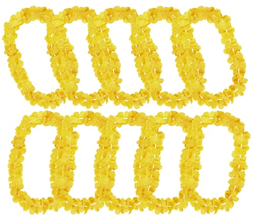 Alsino Hawaiiketten Blumenketten Hulaketten Hawaii Party Deko Girlanden Set gemischt Hawaii Beach Party Deko (gelb), (12 Stück) von Alsino