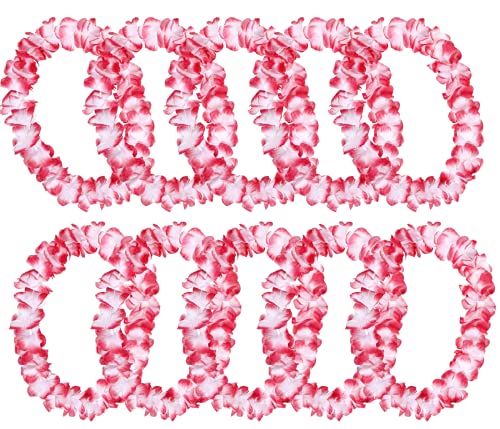 Alsino Hawaiiketten Blumenketten Hulaketten Hawaii Party Deko Girlanden Set gemischt Hawaii Beach Party Deko (weiß rot), (12 Stück) von Alsino