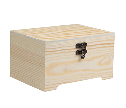 Alsino Holz-Kiste mit Deckel aus Kiefernholz Aufbewahrungsbox & Geschenkkiste in verschiedenen Größen - Deko Geschenkbox - Unbehandelt Massivholz (HB-011 E) von Alsino