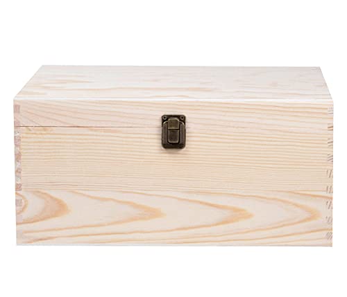 Alsino Holzbox mit Deckel Holzkiste Aufbewahrungsbox Deko Holz-Kiste Naturholz Unbehandelt (‎33 x 16 x 23 cm) von Alsino