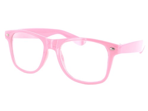 Alsino Nerd Brille ohne Stärke Karneval Rockabilly Fasching Nerdbrille Sonnenbrille Fake Schwarz Hornbrille für Kostüm Fakebrillen Accessoires Modebrille Vintage Lehrerin (rosa) von Alsino