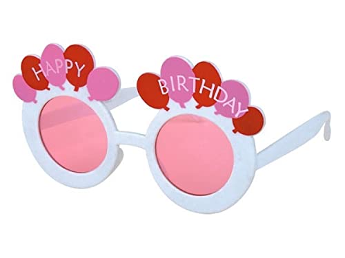 Alsino Sonnenbrille Herzbrille Fun-Brille Party Brille Photo-Booth Hippie, Einheitsgröße für Damen und Herren – (F-009) Happy Birthday pink von Alsino